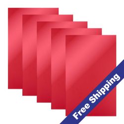 Glowforge®-Compatible 12" x 19" x 1/8" Red Mirror Acrylic Sheets - 5 Pack